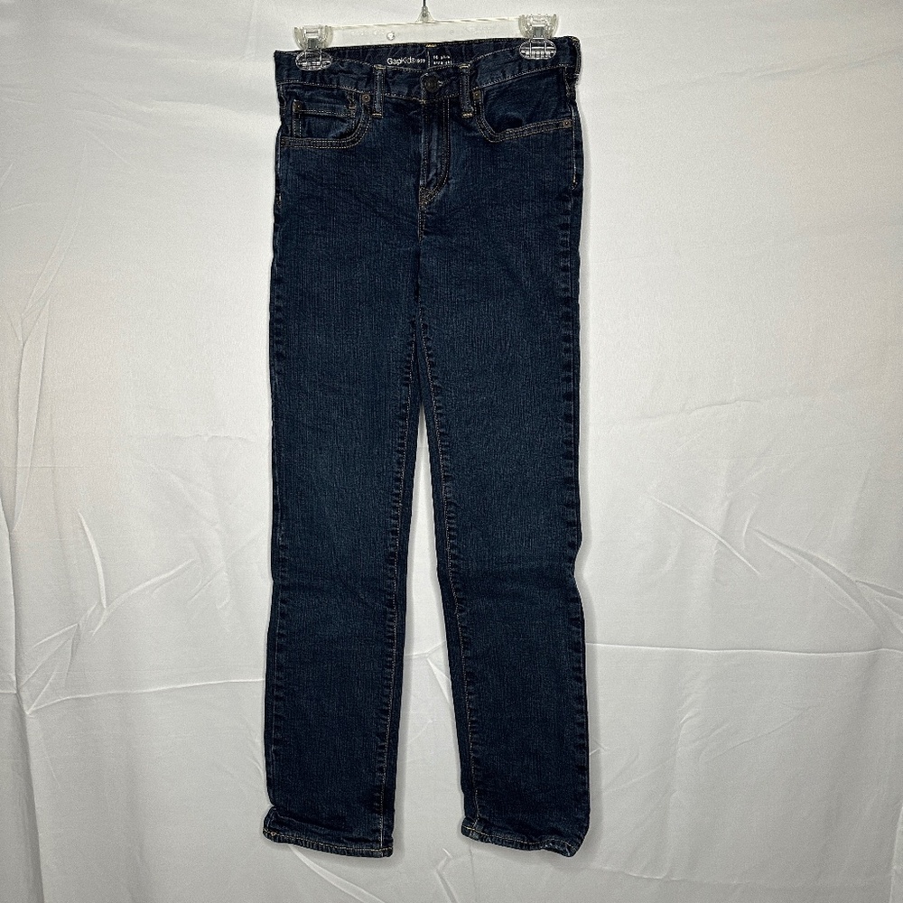 Gap Kids 1969 Slim Straight Leg Dark Wash with Plaid Lining